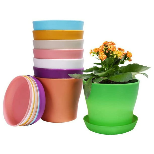 8pcs//set Plastic Self-watering Wall Flower Pot for Outdoor Indoor Small Planters